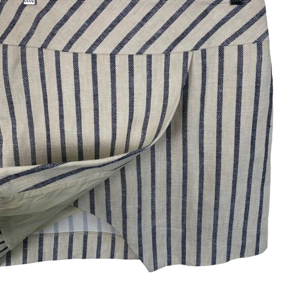 J Crew Linen Women's Size 2 Faux Wrap Mini Skirt Blue Strip - Picture 5 of 10
